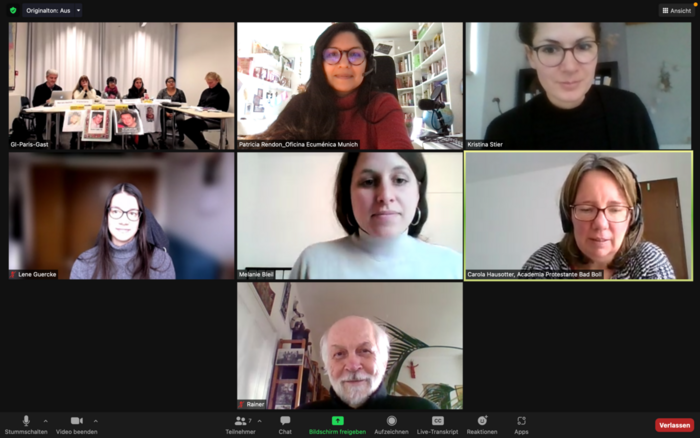 Screenshot des virtuellen Treffens der Koalition gegen Verschwindenlassen mit Mitgliedern der Bewegung für unsere Verschwundenen.