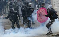 Zusammenstöße von Polizei und Protestierenden, 28. April 2021, Bogotá.